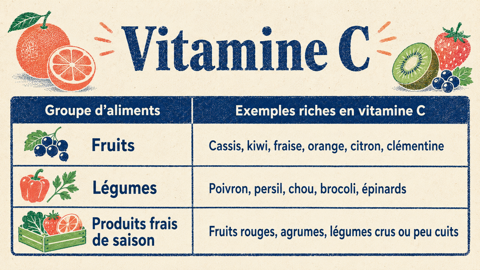 Aliments riche en vitamines C