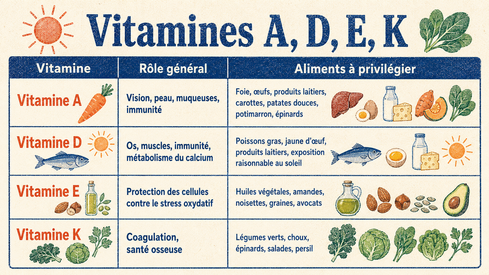 Vitamines A, D, E, K