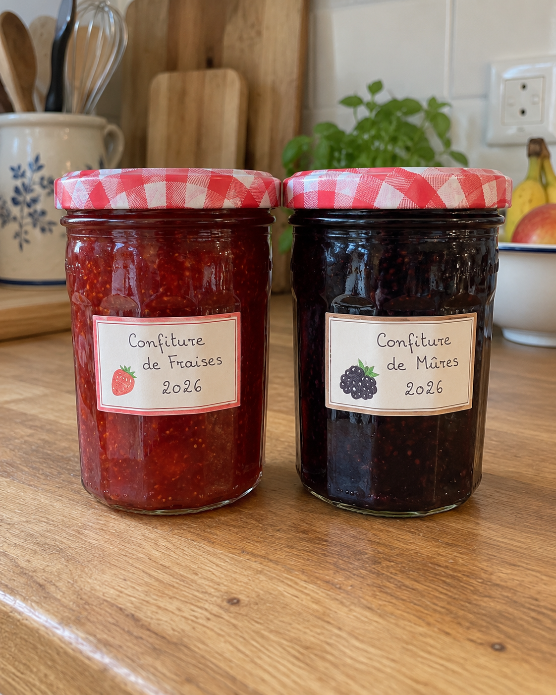 Confitures fraise et mûre